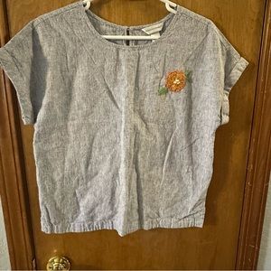 Christopher & Banks embroidered linen tee